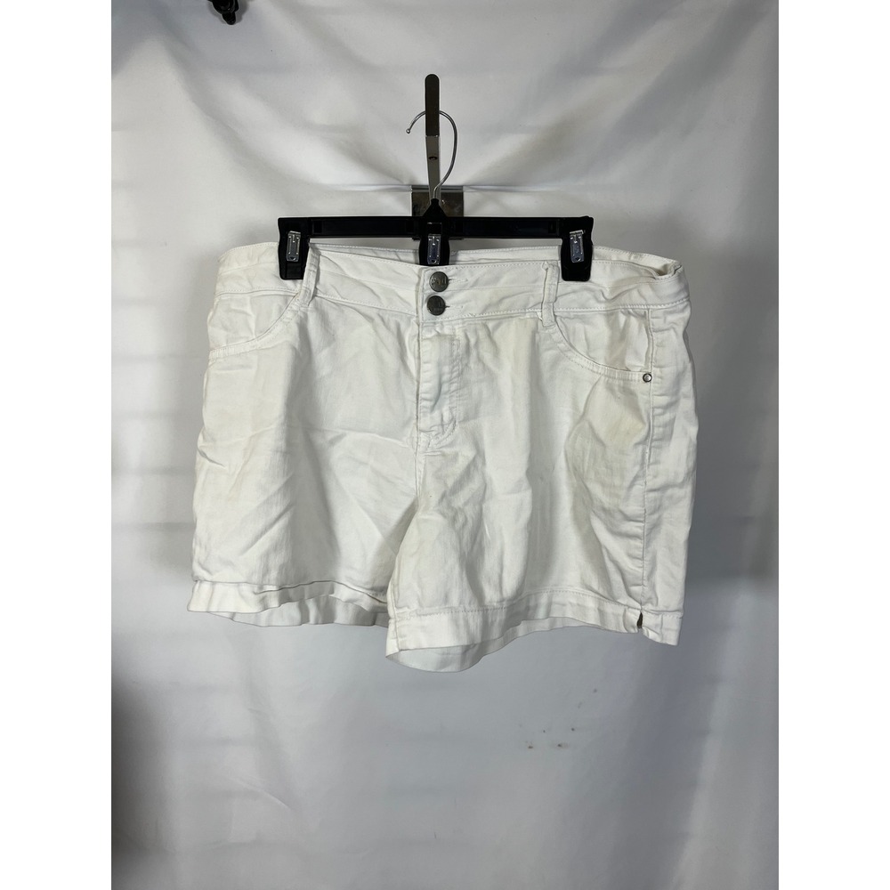 d.jeans White Denim Shorts Womens Size 16 Double Button Cuffed Stretch Summer
